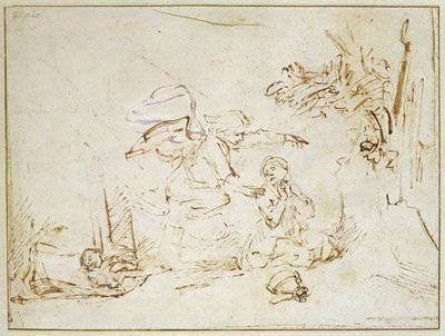 Der Engel erscheint Hagar und Ismael in der Wüste von Rembrandt van Rijn