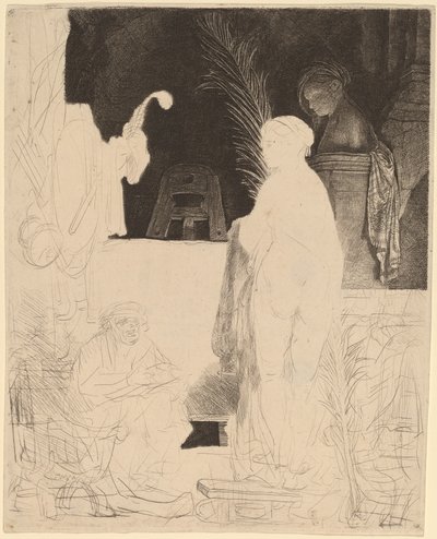 Der Künstler zeichnet nach dem Modell von Rembrandt van Rijn