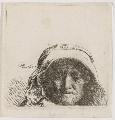 Die Mutter des Künstlers: nur Kopf, Vollgesicht von Rembrandt van Rijn
