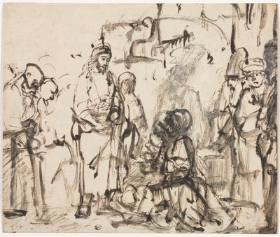 Die Begegnung Christi mit Martha und Maria nach dem Tod des Lazarus, um 1662-65 von Rembrandt van Rijn