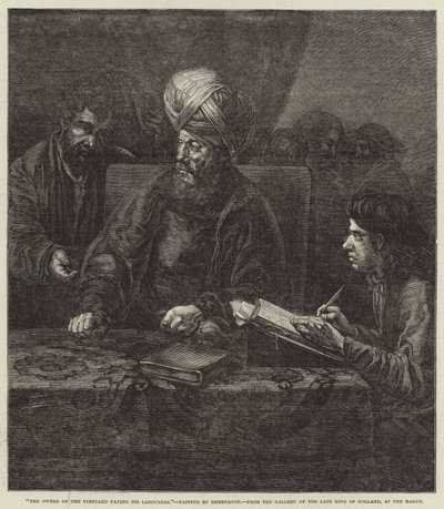 Der Besitzer des Weinbergs bezahlt seine Arbeiter von Rembrandt van Rijn