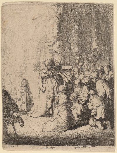 Die Darstellung im Tempel mit dem Engel: Kleine Platte von Rembrandt van Rijn