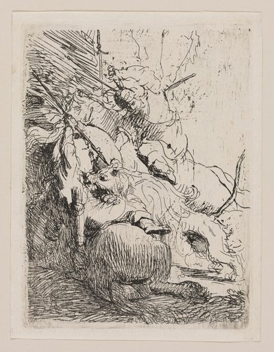 Die kleine Löwenjagd (mit einem Löwen) von Rembrandt van Rijn