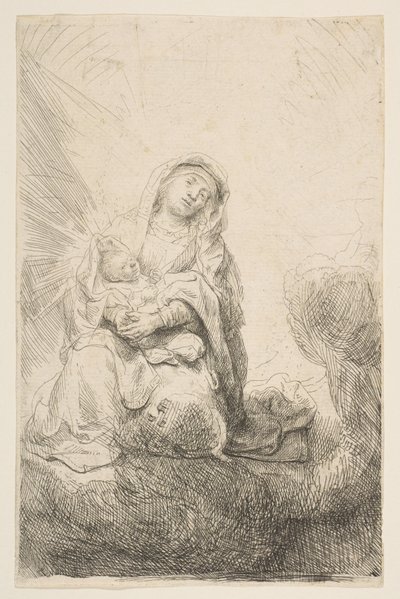 Die Jungfrau und das Kind in den Wolken von Rembrandt van Rijn