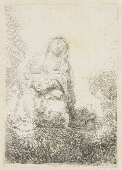 Die Jungfrau und das Kind in den Wolken von Rembrandt van Rijn