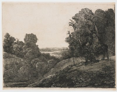 Die Flucht nach Ägypten: veränderte Platte von Seghers von Rembrandt van Rijn