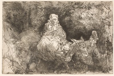 Die Flucht nach Ägypten: die Heilige Familie überquert einen Bach von Rembrandt van Rijn