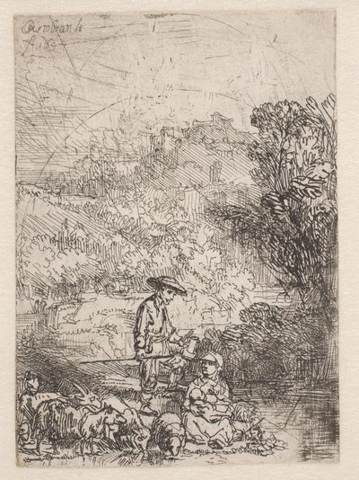 Der Hirte und seine Familie von Rembrandt van Rijn