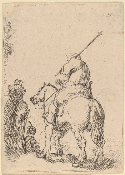 Soldat mit Turban zu Pferd von Rembrandt van Rijn