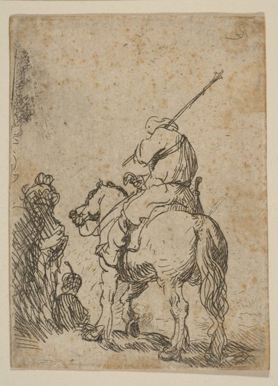 Turbanierter Soldat zu Pferd von Rembrandt van Rijn