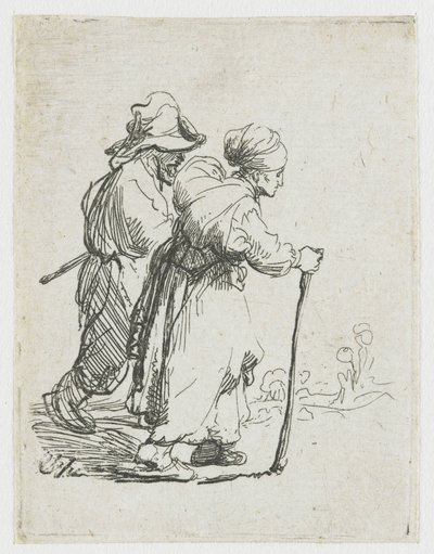 Zwei Landstreicher, ein Mann und eine Frau von Rembrandt van Rijn
