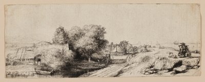 Ansicht des Diemerdijk mit einem Milchmann und Hütten von Rembrandt van Rijn