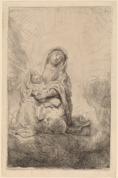 Jungfrau und Kind in den Wolken von Rembrandt van Rijn
