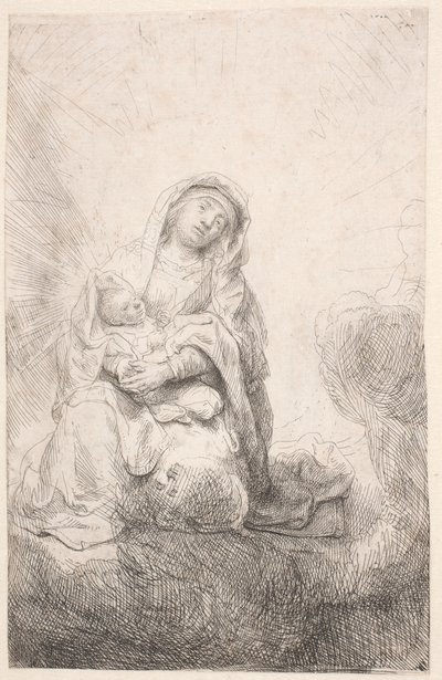 Jungfrau und Kind in den Wolken von Rembrandt van Rijn