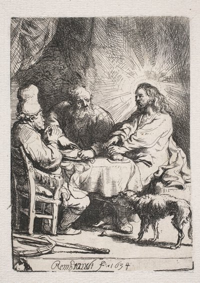 Abendmahl in Emmaus (kleine Platte) von Rembrandt van Rijn