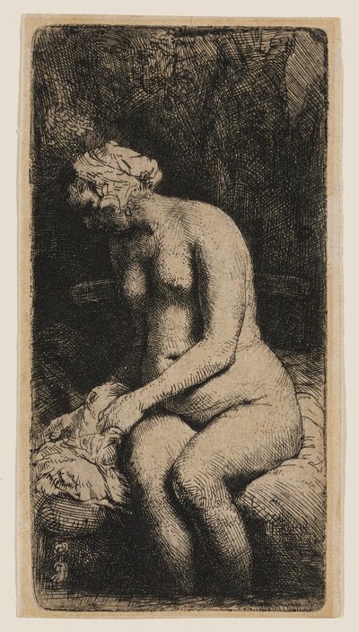Frau mit den Füßen in einem Bach von Rembrandt van Rijn