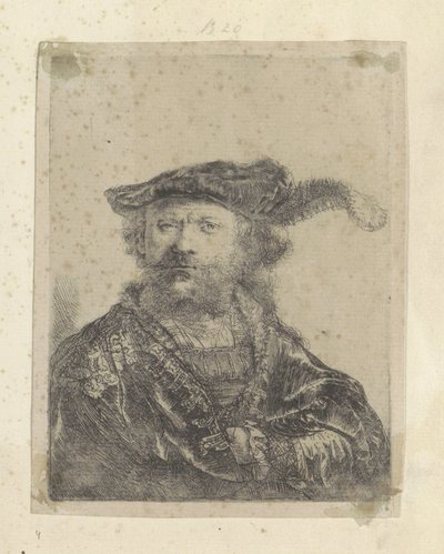 Selbstporträt mit gefiederter Samtbarett von Rembrandt van Rijn