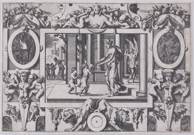 Die Kinder von Medea und Jason geben Kreusa das tödliche Geschenk, 1563 von Rene Boyvin