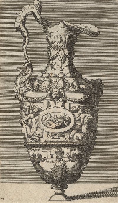 Vase mit einem Flussgott in einem ovalen Medaillon, spätes 17. Jahrhundert von Rene Boyvin