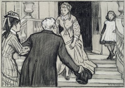 Der Besuch, Illustration aus La Jeune Fille Bien Élevée von René Boylesve von René François Xavier Prinet