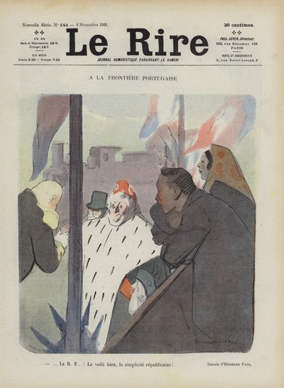 An der portugiesischen Grenze. Illustration für Le Rire von Rene George Hermann Paul