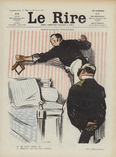 Ministerielle Umzüge. Illustration für Le Rire von Rene George Hermann Paul