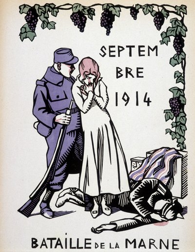 September 1914: Schlacht an der Marne - Zeichnung von Herman Paul, aus „Calendar of War“, Ausgabe 1916 von Rene George Hermann Paul
