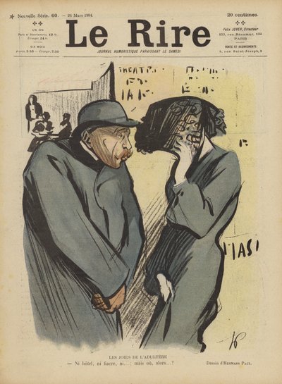 Die Freuden des Ehebruchs. Illustration für Le Rire von Rene George Hermann Paul