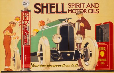 Plakat, das Shell Spirit und Motoröle bewirbt von Rene Vincent