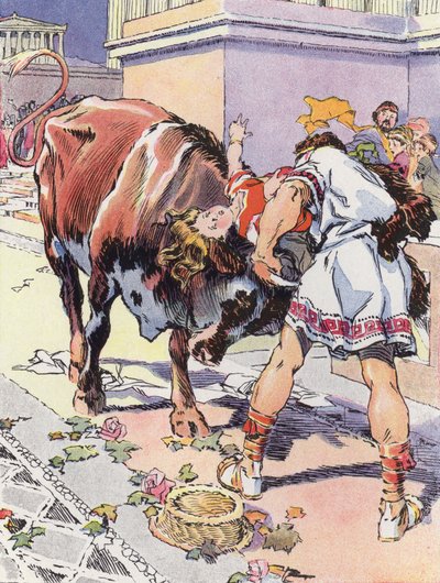 Ein kleines Mädchen aus dem Zeitalter des Perikles (Farblithografie) von Rene Vincent
