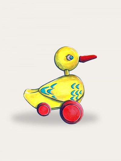 Verspieltes Gelbes Entenspielzeug von Renee Machan Cottagecore Artist