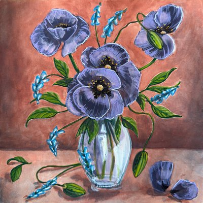 Lila Mohnarrangement von Renee Machan Cottagecore Artist