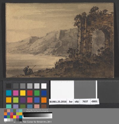 Klassische Landschaft mit zwei Figuren am Seeufer von Rev. William Gilpin