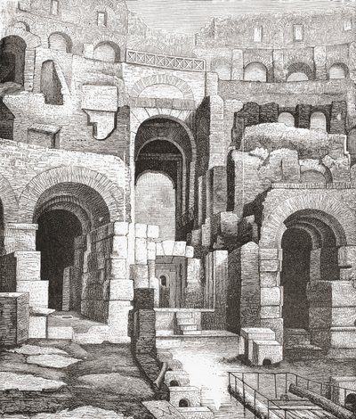 Innenraum des Kolosseums, Rom, Italien seit den Ausgrabungen von 1874. Aus Italienische Bilder von Rev. Samuel Manning, veröffentlicht um 1890. von Reverend Samuel Manning