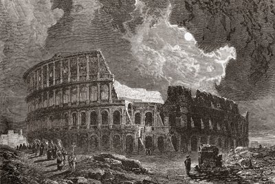 Das Kolosseum, Rom, Italien bei Mondlicht, Ende des 19. Jahrhunderts. Aus Italienische Bilder von Rev. Samuel Manning, veröffentlicht um 1890. von Reverend Samuel Manning