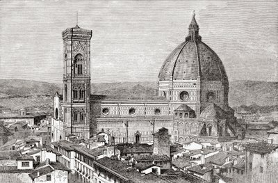 Der Dom und der Glockenturm der Basilica di Santa Maria del Fiore, Piazza del Duomo, Florenz, Italien im späten 19. Jahrhundert. Aus Italienische Bilder von Rev. Samuel Manning, veröffentlicht um 1890. von Reverend Samuel Manning