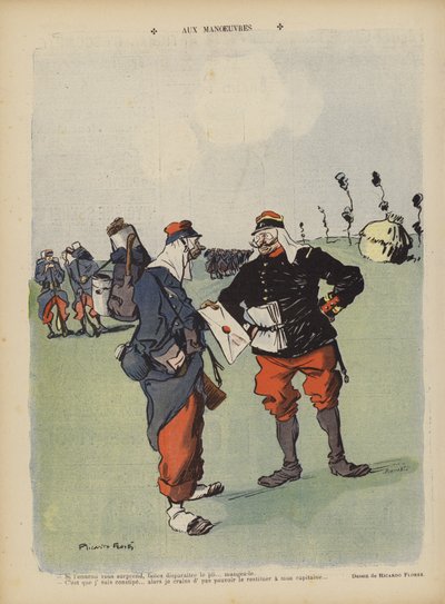 Bei Manövern. Illustration für Le Rire von Ricardo Flores