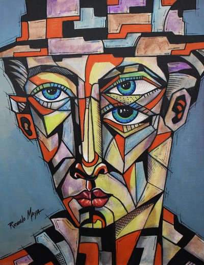 Geometrischer Mann mit Drei Augen von Ricardo Maya
