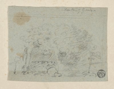 Skizze von Bäumen in der Nähe einer Brücke von Richard (attr.to) Wilson
