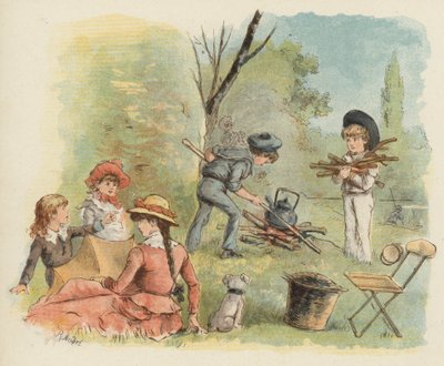 Kinder bereiten ein Picknick vor von Richard Andre