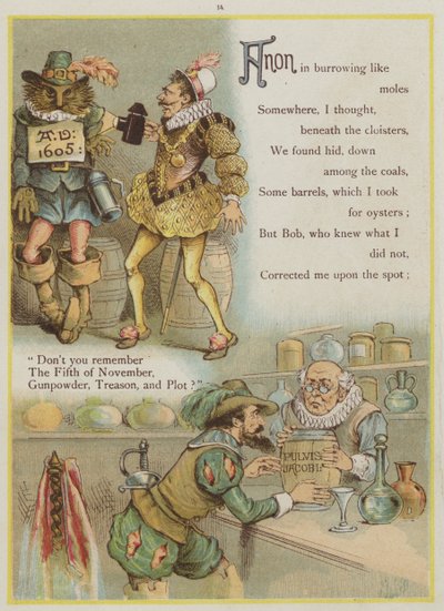 Seite aus Upstream von Richard Andre, Guy Fawkes und die Schießpulververschwörung von Richard Andre
