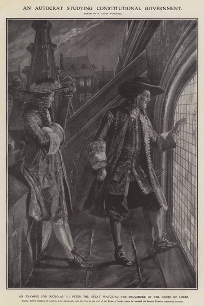 Ein Autokrat studiert die konstitutionelle Regierung (Lithografie) von Richard Caton II (after) Woodville