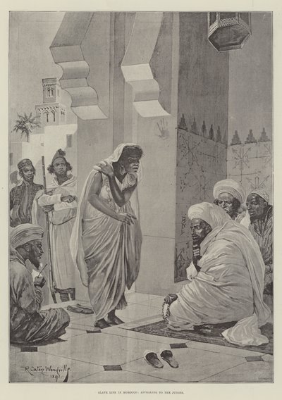 Sklavenleben in Marokko, Berufung an die Richter (Gravur) von Richard Caton II (after) Woodville