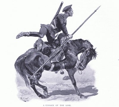 Ein Kosake der Linie, Illustration aus Cassells Geschichte des Russisch-Japanischen Krieges Band 1, ca. 1900 von Richard Caton Woodville