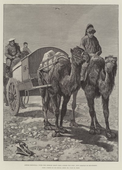 Durch die Mongolei, mit der russischen Schwerpost durch die Gobi, unsere Karawane in der Wüste von Richard Caton Woodville junior