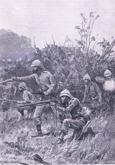 Vormarsch der britischen Truppen im Ashanti-Feldzug von 1873, Illustration aus British Battles on Land and Sea, 1915 von Richard Caton Woodville junior