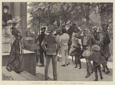 Anglo-Indisches Leben, auf den Stufen eines Hotels in Bombay von Richard Caton Woodville junior