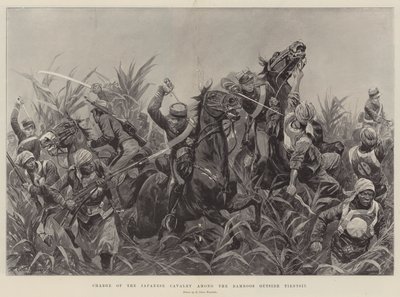 Angriff der japanischen Kavallerie zwischen den Bambussen außerhalb von Tientsin von Richard Caton Woodville junior