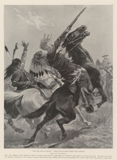 In den Rachen des Todes, Hinrichtung von drei rebellischen Sioux-Indianern von Richard Caton Woodville junior