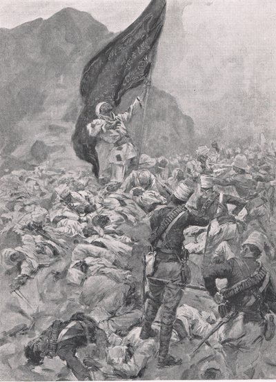 Omdurman: Der letzte Träger der schwarzen Flagge, 2. September 1898, Illustration aus Britische Schlachten zu Land und zu Wasser, 1915 von Richard Caton Woodville junior